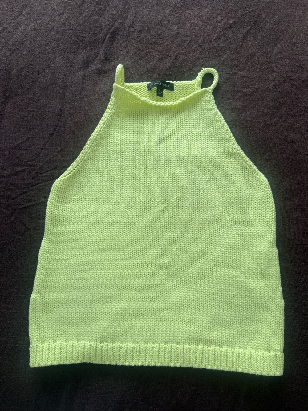 Banana Republic Neon Chartreuse Halter Knit Tank